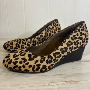 Vionic Antonia Leopard Print Calf Hair Wedge Pump Women’s 6.5